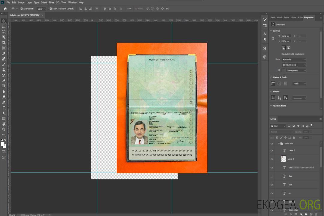 Aperçu de la photo du passeport du Kazakhstan (2009-présent) template